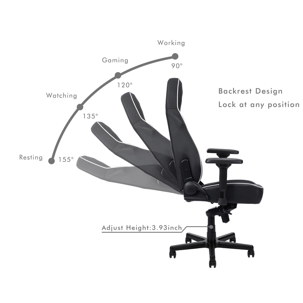 
                  
                    HOBOT Sokach Ergonomic Computer Gaming Chair – PU Leather Desk Chair with Bult-in Lumbar Support, Swivel Office Chair Executive Chair with 4D Armrest and Seat Cushion for Gaming, Study and Working,Black
                  
                