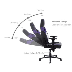 
                  
                    HOBOT Augenstern Gaming Chair Ergonomic Office Chair Headrest Lumbar Support Comfortable High Back Adjustable Reclining Computer Chair Desk Chair PU Leather Swivel Chair, Purple
                  
                